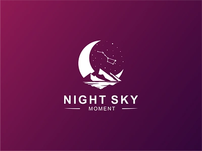 Night Sky Moment brand identity business company icon identity logo minimal modern moonlight mountain logo night purple sky typogaphy vector