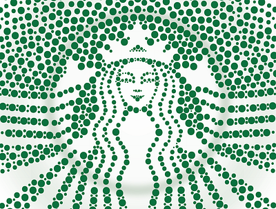 Starbucks Logo in the style of Yayoi Kusama flat illustration logo vector