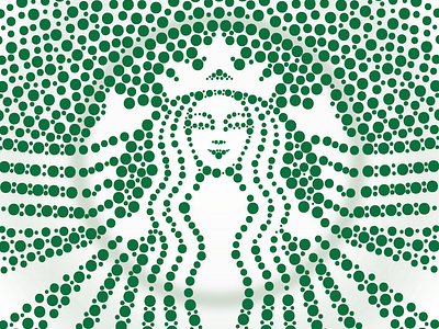 Starbucks Logo in the style of Yayoi Kusama