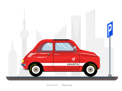 Abarth illustration abarth car graphic illustration red