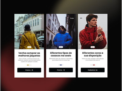 Coats onboarding screens