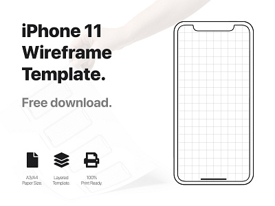 iPhone 11 wireframe template design free download freebies iphone 11 template ui ux wireframe