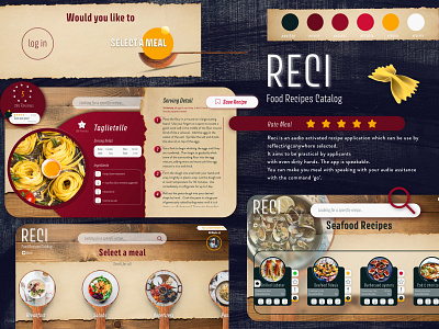 Reci - Recipe Web Application with Audio Assistance app audio command design food freelance logodesign rate recipe recipe app recipe book typography ui ux web application webdesign website