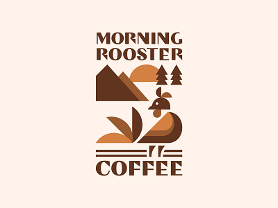 Morning Rooster Coffee Logo animal logo branding coffee coffee logo coffeeshop design flat logo geometric design graphic design logo logo design logodesign logos logotype minimalist logo morning coffee nature art nature logo rooster rooster logo