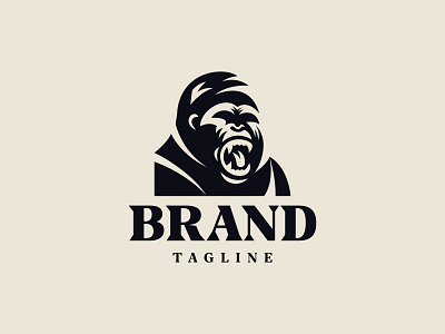 Gorilla logo animal logo black branding face logo flat logo geometric art gorilla gorilla logo graphic design jungle logo design logodesign logos logotype minimalist logo