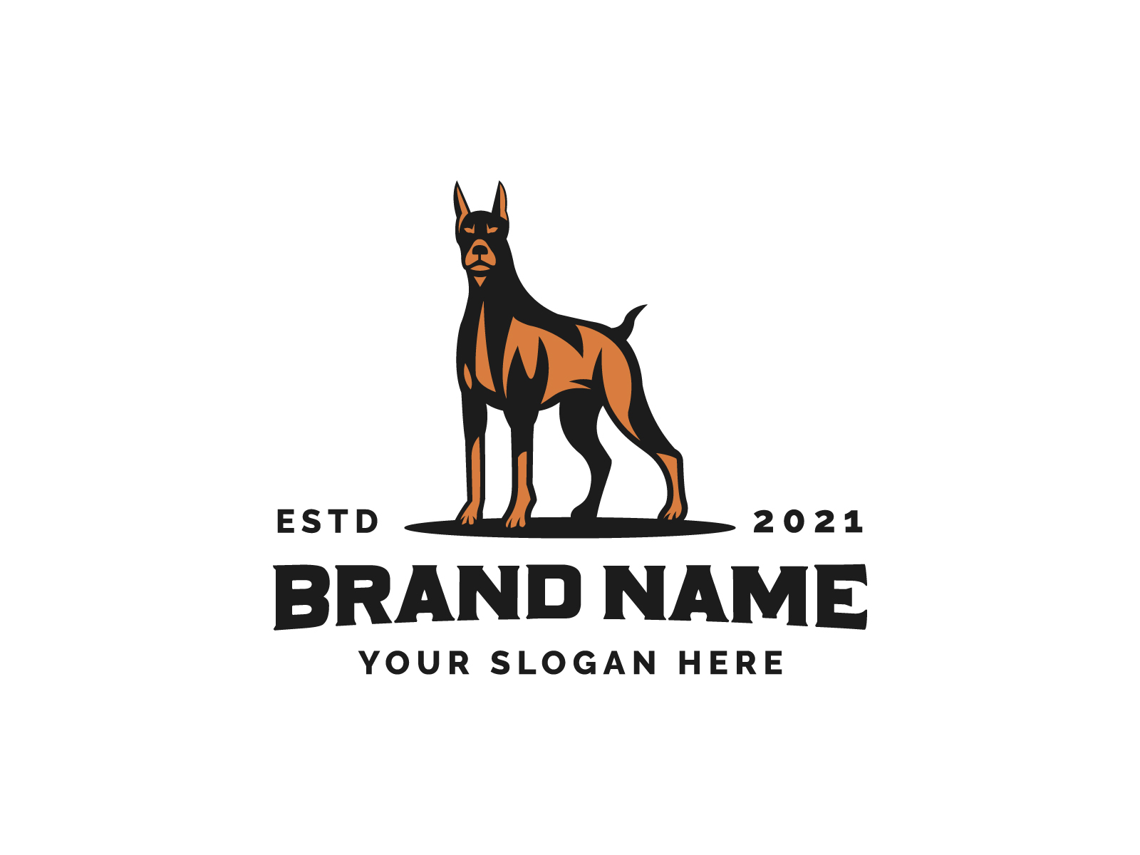 Doberman logo. angry dog emblem. aggressive pet. sign for security agency.  | CanStock