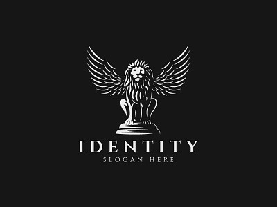 Winged Lion Logo animal logo design graphic design illustration law lion logo logo logo design logo designer logo sell logodesign minimalist logo protector security strong