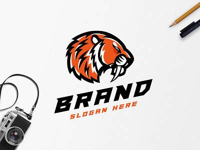 Sabertooth Tiger Logo animal branding design esports gaming illustration logo logo designer logo idea logo sell logos minimalist logo sabertooth tiger tiger ui