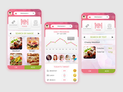 Pregnancy Diet Mobile Application - UX/UI Design app branding design graphic design icon illustration logo typography ui ux vector website