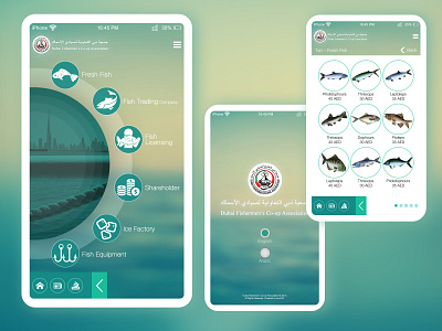Dubai Fishermen's Co-op Association Mobile App - UX/UI Design app branding design designer designinuae duabi dubaidesigner fish fisher fishermens graphic design icon illustration logo ui ux vector