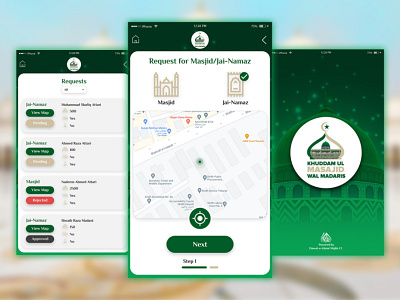 Khuddam ul Masajid Dawateislam Mobile Application - UX/UI Design app branding dawat e islami dawateislami design graphic design icon illustration logo madani madanichannel masjid mosque ui ux vector