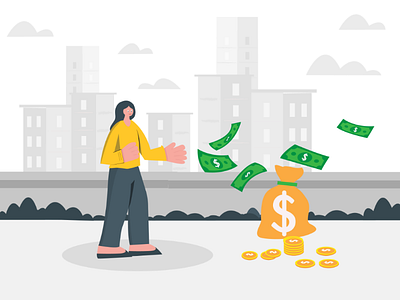 Money Collect - Illustration art bucks building clean design dollar illustration minimalist illustration money