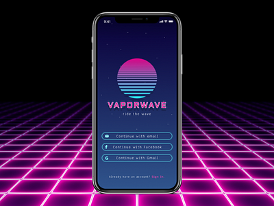 Vaporwave app design mobile ui