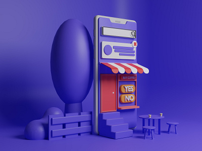 3D Smartphone Shop Illustration