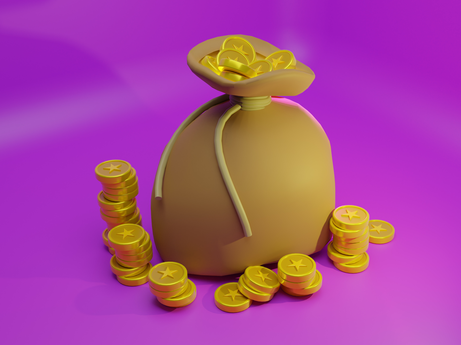 3D Treasure Bag Illustration by Restu Adyatma on Dribbble