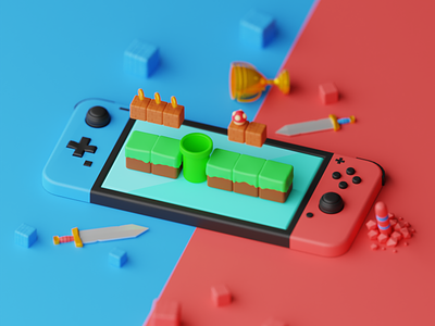 Nintendo Switch 3d 3d art art artwork blender design illustration isometric landing page website