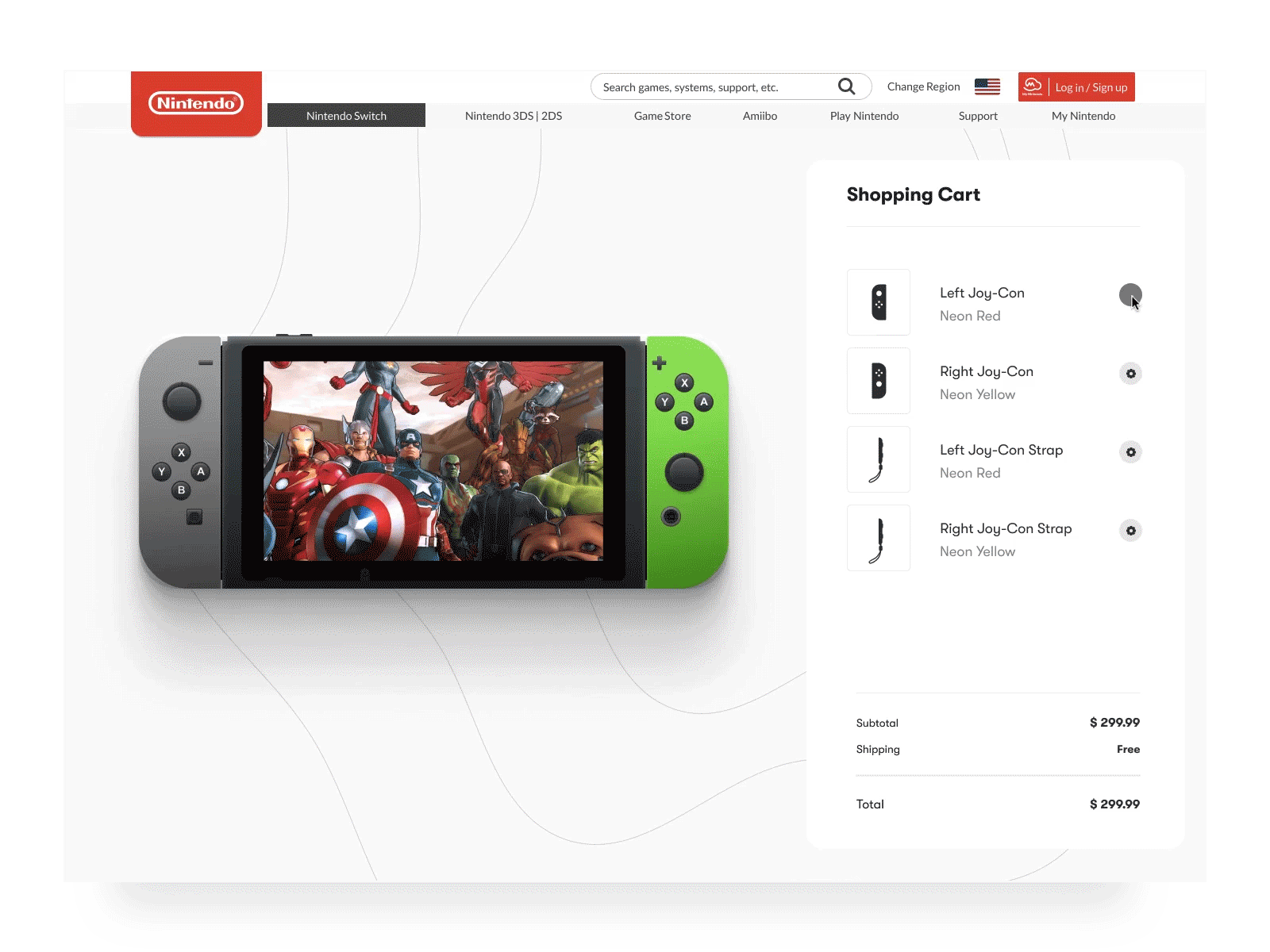 Case of Nintendo Switch landing page