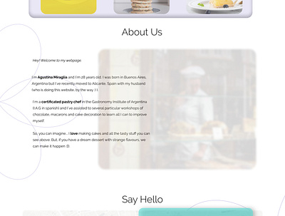 Whisk Wishes about us page design figma pastry ui web