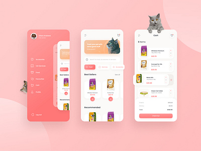 Pet Care App cats design figma inspiration interface minimalist mobile modern pets ui uidesign ux