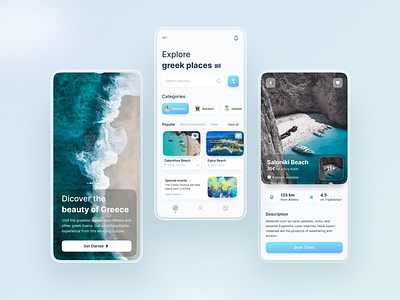 Travel App for Greece clean design design inspo figma greece inspiration interface mobileapp mobiledesign modern travel ui uiux ux webdesign