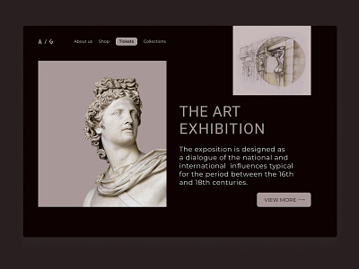 The art exhibition home page ancient art exposition galery landing page minimal portfolio ui ux web design