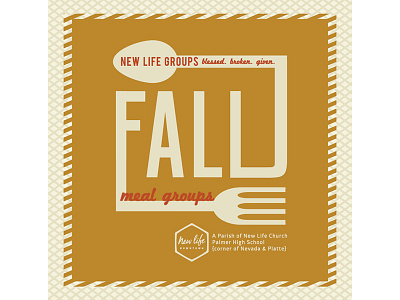 Fall Meal Groups autumn church eat fall fork gold lattice meal spoon stripes vintage yellow