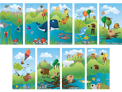 Children's Area Partition animals banner child childrens fish fox kid room divider whale whimsical whimsy wildlife