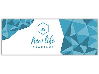 New Life Downtown Facebook blue clean facebook cover modern social media stained glass steeple white space