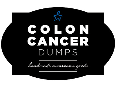 Colon Cancer Dumps Logo black blue cancer awareness colon cancer handmade logo white