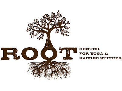 Root Center for Yoga fitness logo owl roots tree yoga