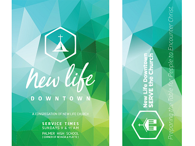 New Life Downtown / Stained Glass blue church green new life nonprofit stained glass teal