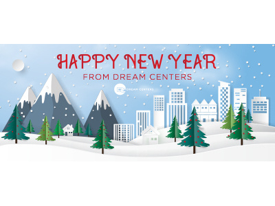 Happy New Year City Scape architecture buildings city dream centers mountains new years snow trees winter