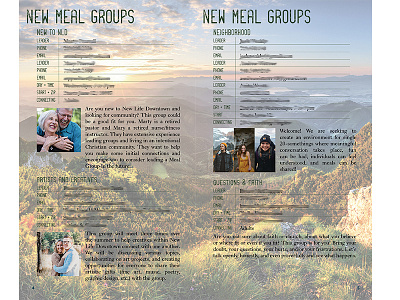 New Life Downtown / Meal Groups Booklet book cover booklet booklet design colorado colorado springs design mountains non profit nonprofit