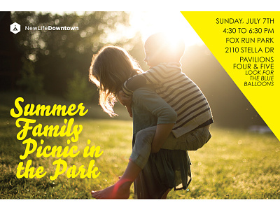 Picnic in the Park / NLD church design colorado colorado springs family kids new life church new life downtown outdoors picnic postcard postcard design summer summertime