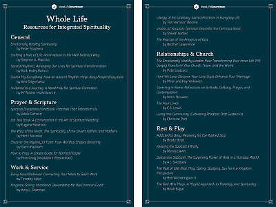 Whole Life Resources for Integrated Spirituality books colorado colorado springs handout new life church new life downtown nld non profit nonprofit worksheet