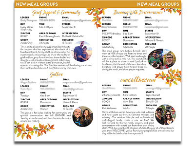 Fall 2019 Meal Groups Booklet autumn book booklet branding church church branding church design fall non profit nonprofit