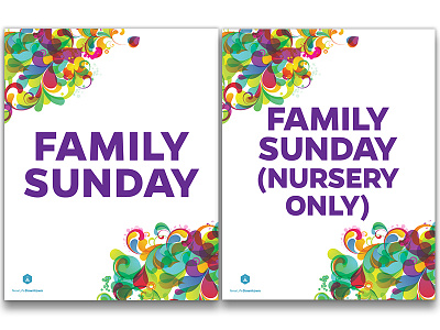 Signs for Family Sunday children church church branding church design colorado colorado springs colorful colorful design family non profit nonprofit rainbow sign whimsical