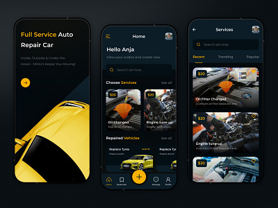 Car Repair App User Interface Design