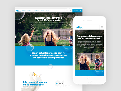 Aflac Homepage Redesign design duck homepage insurance motion parallax responsive web