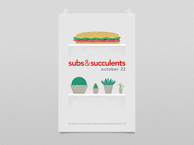 Subs & Succulents poster aloe cactus illustration jade poster sandwich sub succulents texture