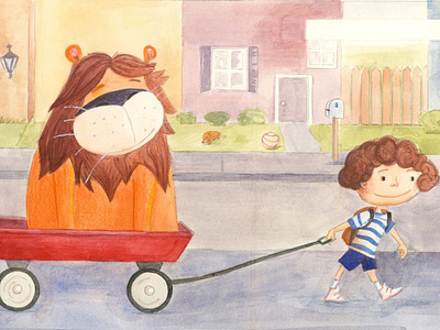 Alex and the Lion book illustration childrens book design illustration watercolor watercolor illustration