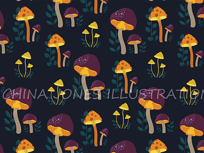 "Bioluminescent Mushrooms" Pattern