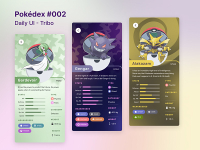 Mobile app - Pokédex, Pokemon app mobile daily dailyui design pokemon ui ui design