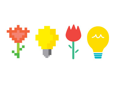 Pixelation icon icondesign jocelynshaver lightbulb pixelation pixels rose