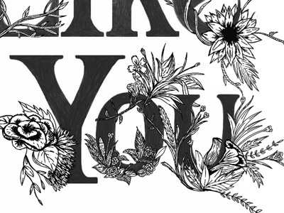 I love you and I like you floral illustration lettering line parksandrec