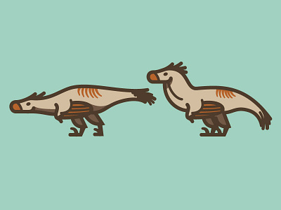 Dakotaraptors dinosaur fossil illustration illustrator minimalist prehistory science vector