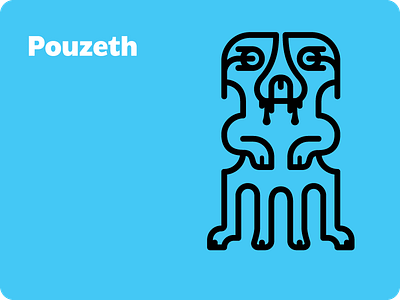 Pouzeth character creature critter design icon line art minimal symmetrical