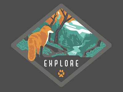 Explore - red fox sticker design