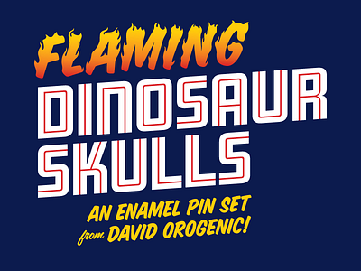Flaming Dinosaur Skulls logotype branding logotype retro typography