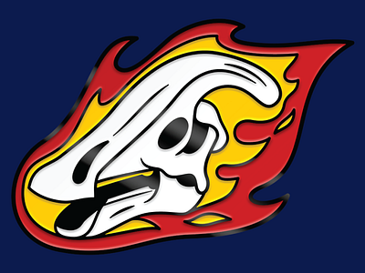 Flaming Parasaurolophus skull mockup